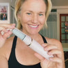 Customer happily using Nuvé Silk 3 Pro on her feet